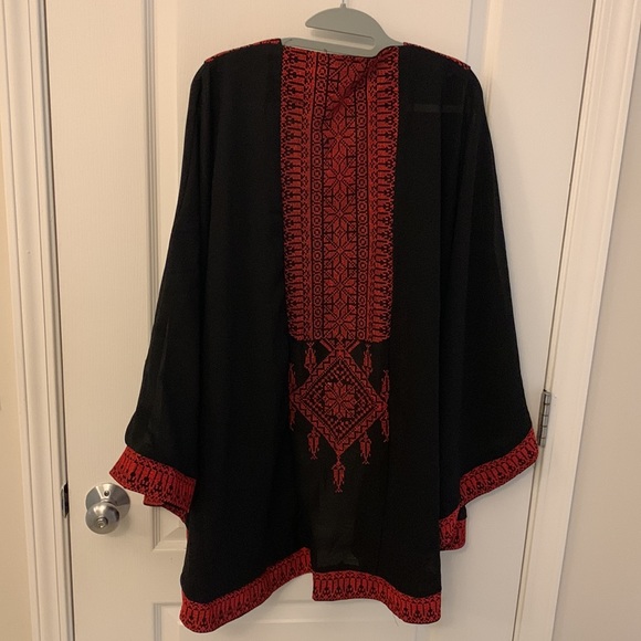 Arab Traditional Red Tatreez (Embroidery) Cape Jacket - Picture 3 of 17